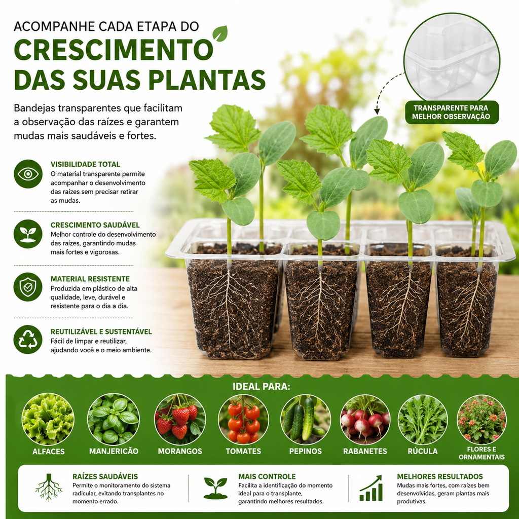 Kit Promocional: Bandeja de 12 Células + Brinde 3 Pacotes de Sementes