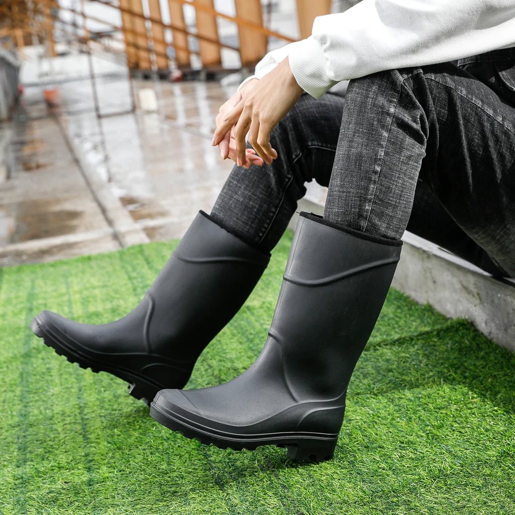Bota Impermeável PVC Cano Médio para Trabalho e Chuva com Solado Antiderrapante