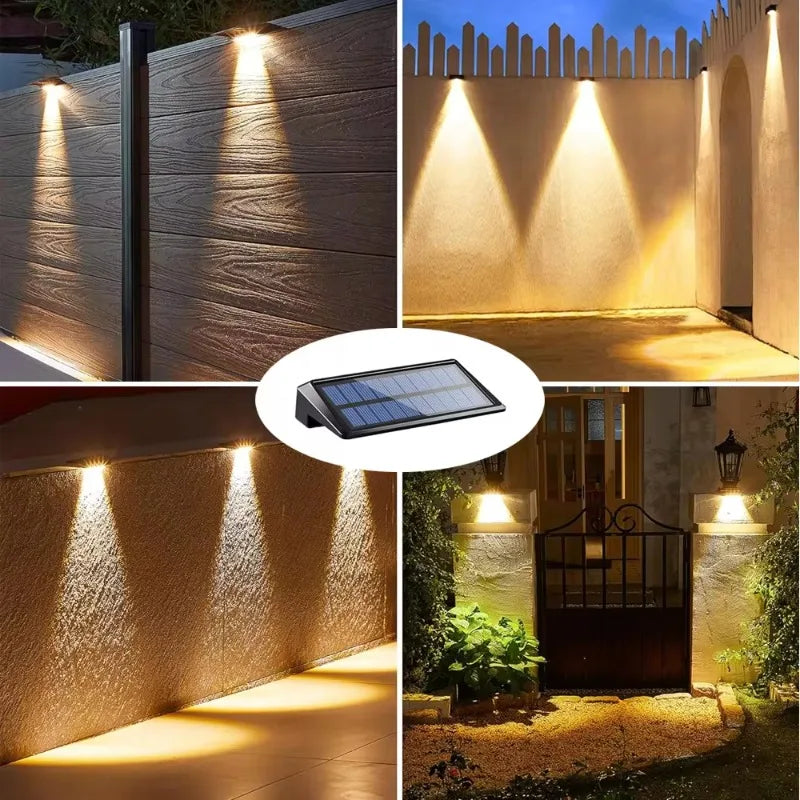 Kit Luminária Solar LED Parede IP65 à Prova d'Água para Jardim e Área Externa