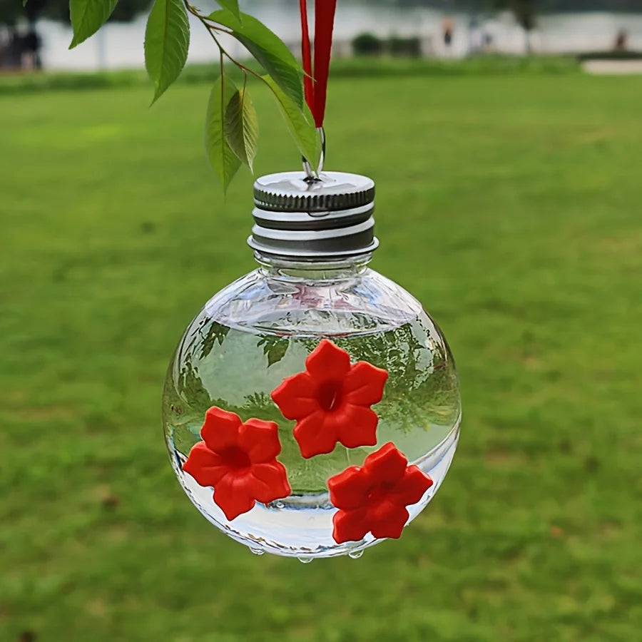 Kit 2 Bebedouros para Beija-Flor em Formato de Flor – Alimentador para Pássaros com 3 Saídas, Resistente e Decorativo