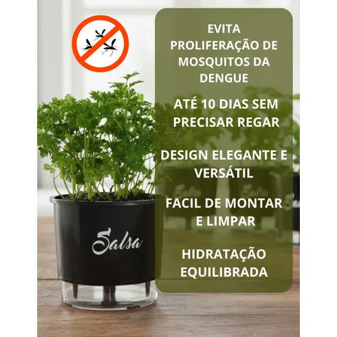 Vaso Autoirrigável para Temperos 16x14cm